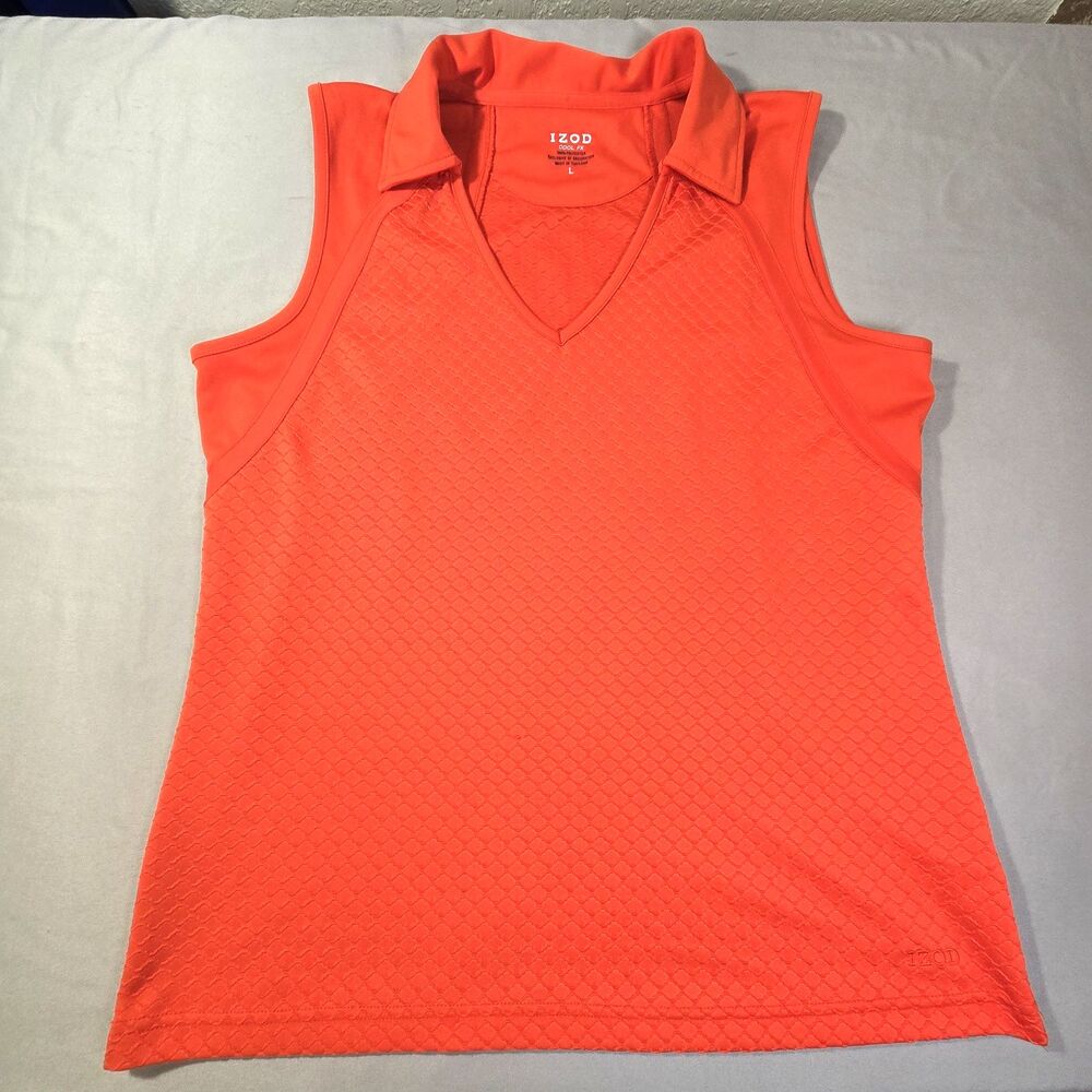 Izod  Cool FX  Orange Sleeveless Shirt PerformX  Preppy  Women Size Large